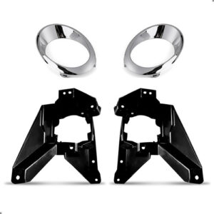 Kit Suporte Aro Cromado Milha Para Fusion 2013 14 2015 2016 Preto Ambos Lados