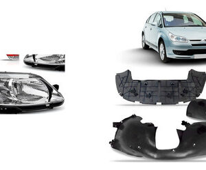 Kit C4 Pallas: Farois E Lanternas 2008 A 2014 Direito + Defletor Parachoque E Parabarro