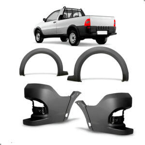 Kit 4 Molduras Vão Roda Strada 2014 A 2019 Polainas Traseira Preto