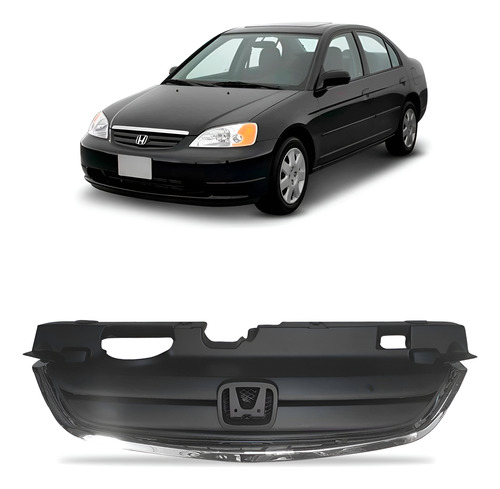 Grade Radiador Civic 2001 2002 2003 Com Moldura 1a Linha