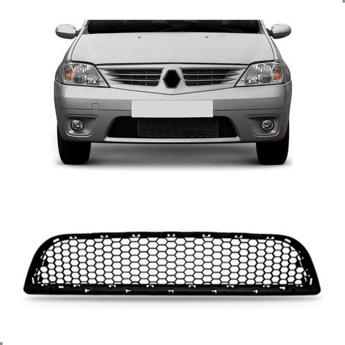 Grade Central Parachoque Dianteiro Para Logan 2007 A 2009 Preto