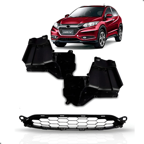 Kit Grade Central Para Hrv 2015 A 2018 + Par Defletores Preto
