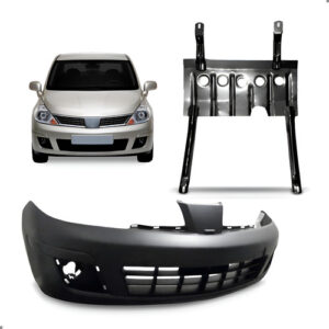 Kit Parachoque Para Tiida 2007 A 2012 Com Protetor Carter Preto