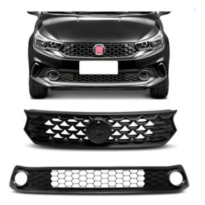 Kit Argo 2017 A 2020 : Grade Superior E Inferior Preto + Par Farol Dianteiro Com Led + Par Parabarro