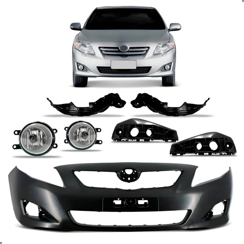 Kit Parachoque Diant Corolla 2009 A 2011 Completo Par Milhas Preto