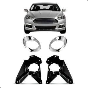 Kit Suporte Aro Cromado Milha Para Fusion 2013 14 2015 2016 Preto Ambos Lados