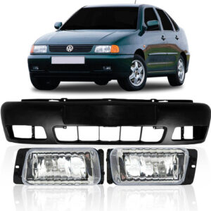 Parachoque Polo Classic 1995 A 2000 Com Par Farol Milha Preto