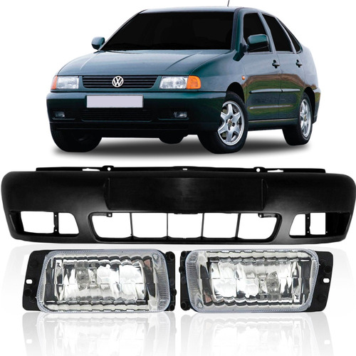 Parachoque Polo Classic 1995 A 2000 Com Par Farol Milha Preto