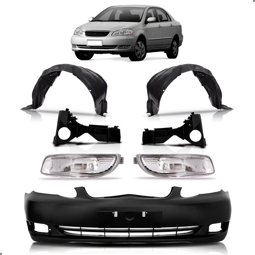 Kit Parachoque Diant Corolla 2005 Á 2008 Completo Par Milhas Preto