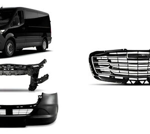 Kit Sprinter: Envolvente E Painel Frontal Preto + Grade Radiador Cromada 2020 A 2025