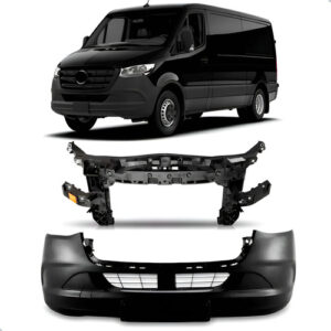 Kit Sprinter: Envolvente E Painel Frontal Preto + Grade Radiador Cromada 2020 A 2025