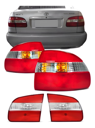 Kit Lanterna Corolla 4 Peças 1998 1999 2000 2001 2002 Novo Vermelho