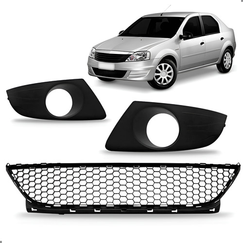 Kit Grade Para Logan 2011 2012 2013 Central E Lateral Preto