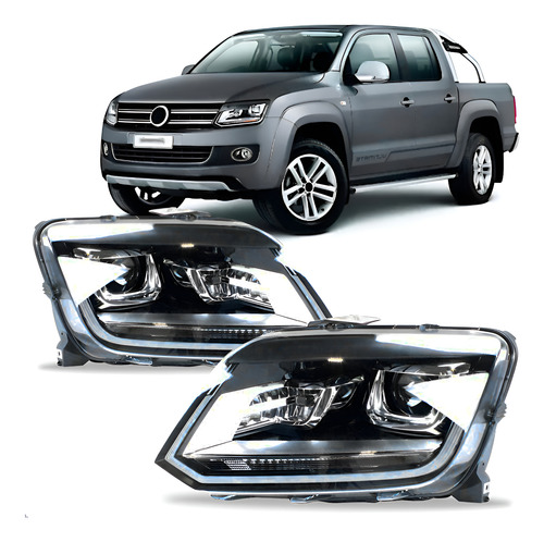 Par Farol Elétrico Vw Amarok 2017 A 2023 Led Com Motor Direito
