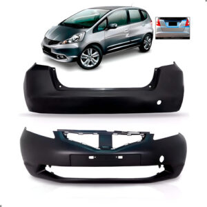 Par Parachoque Dianteiro Traseiro Para New Fit 2009 A 2012 Preto