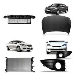 Kit Fluence 2010 A 2013 : 1 Grade + 1 Capô + 1 Radiador + 1 Par Moldura Milha
