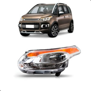 Farol Para C3 Aircross 2011 A 2015 Cromado Esquerdo/motorista
