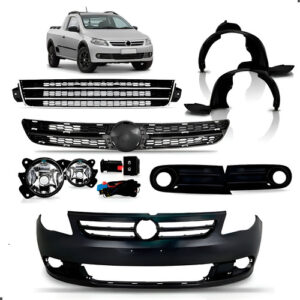 Kit Parachoque Saveiro 2009 A 2012 Grades E Kit Milhas Novo Preto