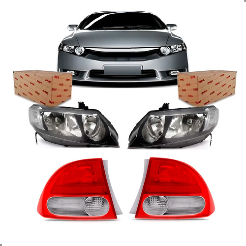 Kit Farois E Lanternas Para New Civic 2007 2008  Tyc Ambos Lados