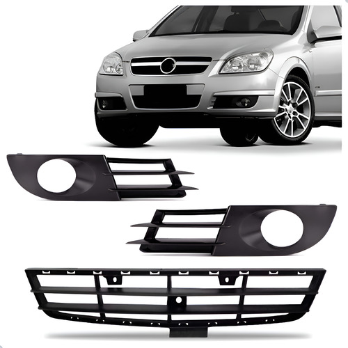 Kit Grade Inferior Central E Molduras Vectra 2006 A 2009 Preto