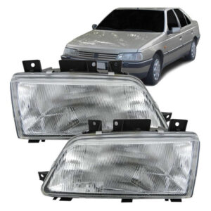 Par Farol Para Peugeot 405 1995 A 1996  Foco Simples Cromado Direito E Esquerdo