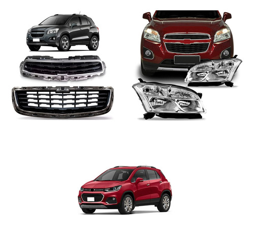 Kit Tracker 2014 A 2016: Grade Superior E Inferior + Alma Lâmina Dianteira + Par Farol