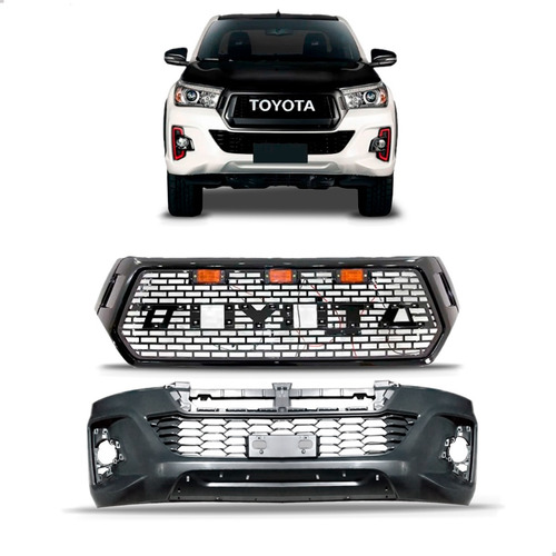 Kit Envolvente Com Grade Led Para Hilux 2018 A 2020 Pickup