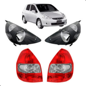 Kit Farois Fumê Lanternas Para Fit 2003 04 05 06 07 08 2009 Ambos Lados