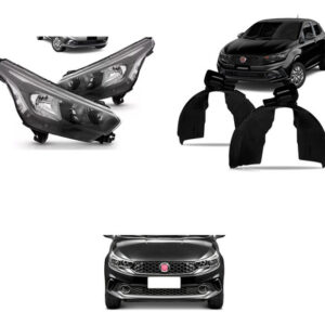 Kit Argo 2017 A 2020 : Grade Superior E Inferior Preto + Par Farol Dianteiro Com Led + Par Parabarro