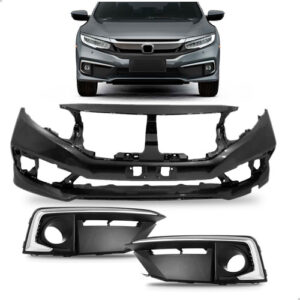 Kit Envolvente Dianteiro + Molduras Milha Civic 2020 A 2022 Preto