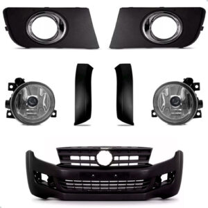 Kit Parachoque Amarok 2010 A 13 C/ Par Molduras E Kit Milha Preto