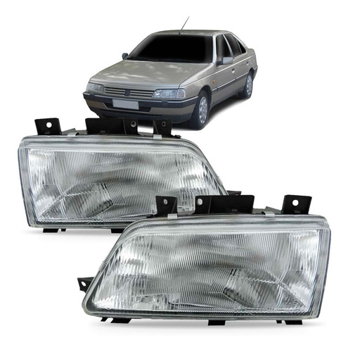 Par Farol Para Peugeot 405 1994 A 1997 Foco Simples Cromado