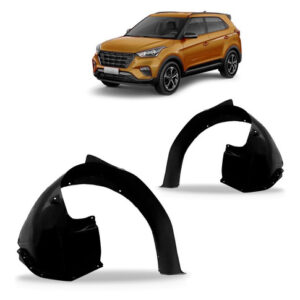 Kit Creta: Par Farol Manual 2017-2020 + Parachoque Dianteiro Preto 2017-2018 + Par Aparabarro 2017-2019