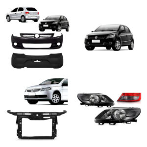 Kit Gol G5 Gv 2009 A 2012 : 1 Parachoque + 1 Grade + 1 Painel + 1 Kit Farois Negro Com Lanternas Fumê