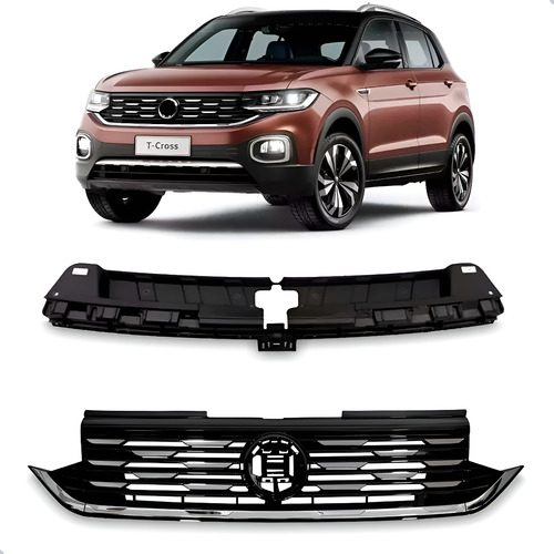 Grade T-cross 2019 A 2022 Completa C/ Friso S/ Embl 1a Linha Preto