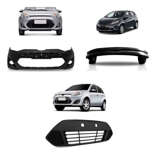 Kit Fiesta: Parachoque Dianteiro 2010 A 2012 + Alma Lâmina Dianteira + Grade Central