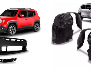 Kit Renegade: Parachoque Dianteiro Com Par Guias Preto + Par Parabarro Dianteiro 2015 A 2017