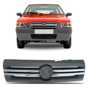 Grade Radiador Uno 09 A 2011 Cinza C/friso Cromado S/emblema Cinza