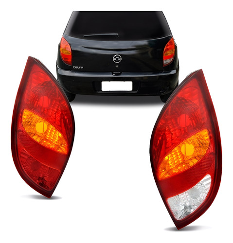 Par Lanterna Traseira Celta Tricolor 1999 00 01 02 03 2005 Esquerdo E Direito