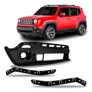 Kit Renegade: Parachoque Dianteiro Com Par Guias Preto + Par Parabarro Dianteiro 2015 A 2017