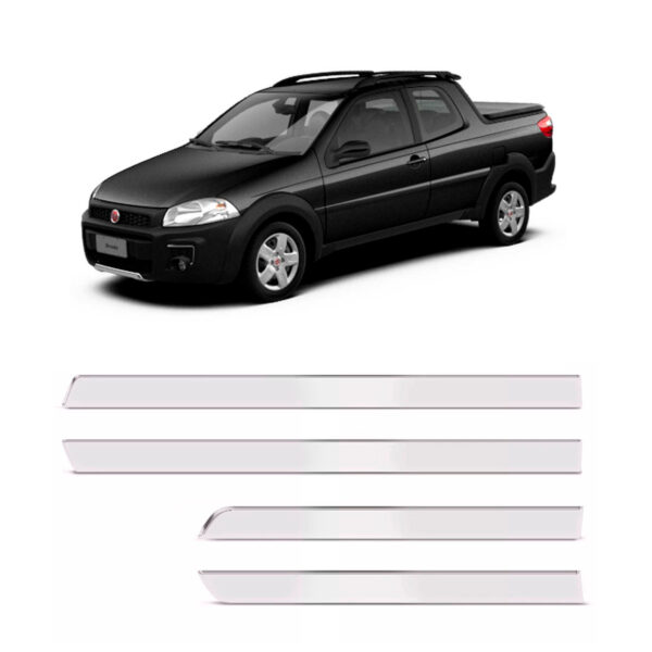 Jogo Friso Lateral Para FIAT-STRADA 2p Fino Cromado