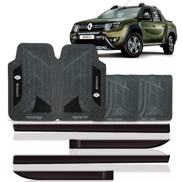 Borrachão Lateral Oroch 2015/2018 + Jogo Tapete Preto