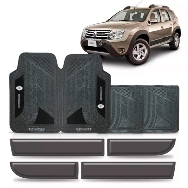 Borrachão Lateral Duster 12/2018 Cinza + Jogo Tapete Preto