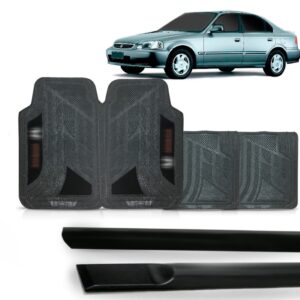 Friso Lateral Para Honda Civic 1998 A 2000 + Jogo Tapete Preto