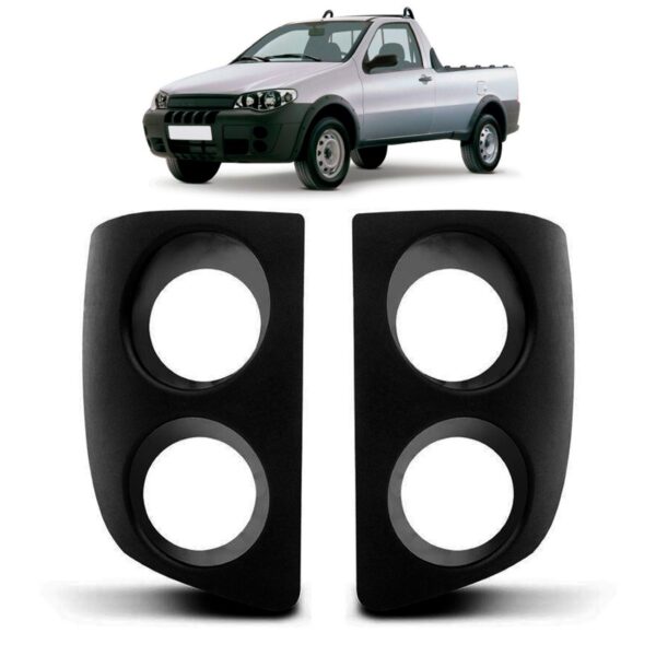 Par Moldura Milha Strada Tela Com Furo Duplo 2005 A 2008 Preto Ambos Os Lados