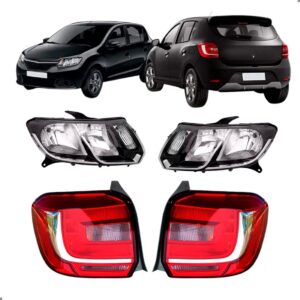 Kit Farois E Lanternas Para Sandero 2014 2015 16 17 18 2019 Ambos Lados