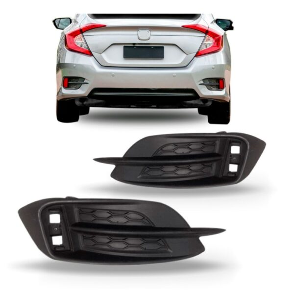 Par Moldura Parachoque Traseiro Civic 2017 2018 2019 2020 Preto