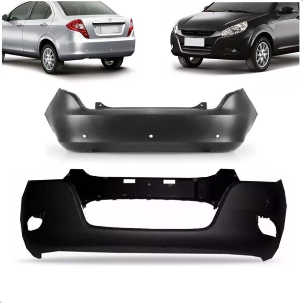 Kit Parachoque Para Jac J3 2010 A 2012 Dianteiro E Traseiro Preto