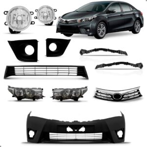 Kit Frente Para Corolla 2014 2015 2016 A 2019 Com Par Farol Preto