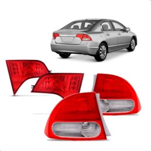 Kit Sinaleira Para Honda Civic 2007 A 2011 Canto E Tampa Vermelho